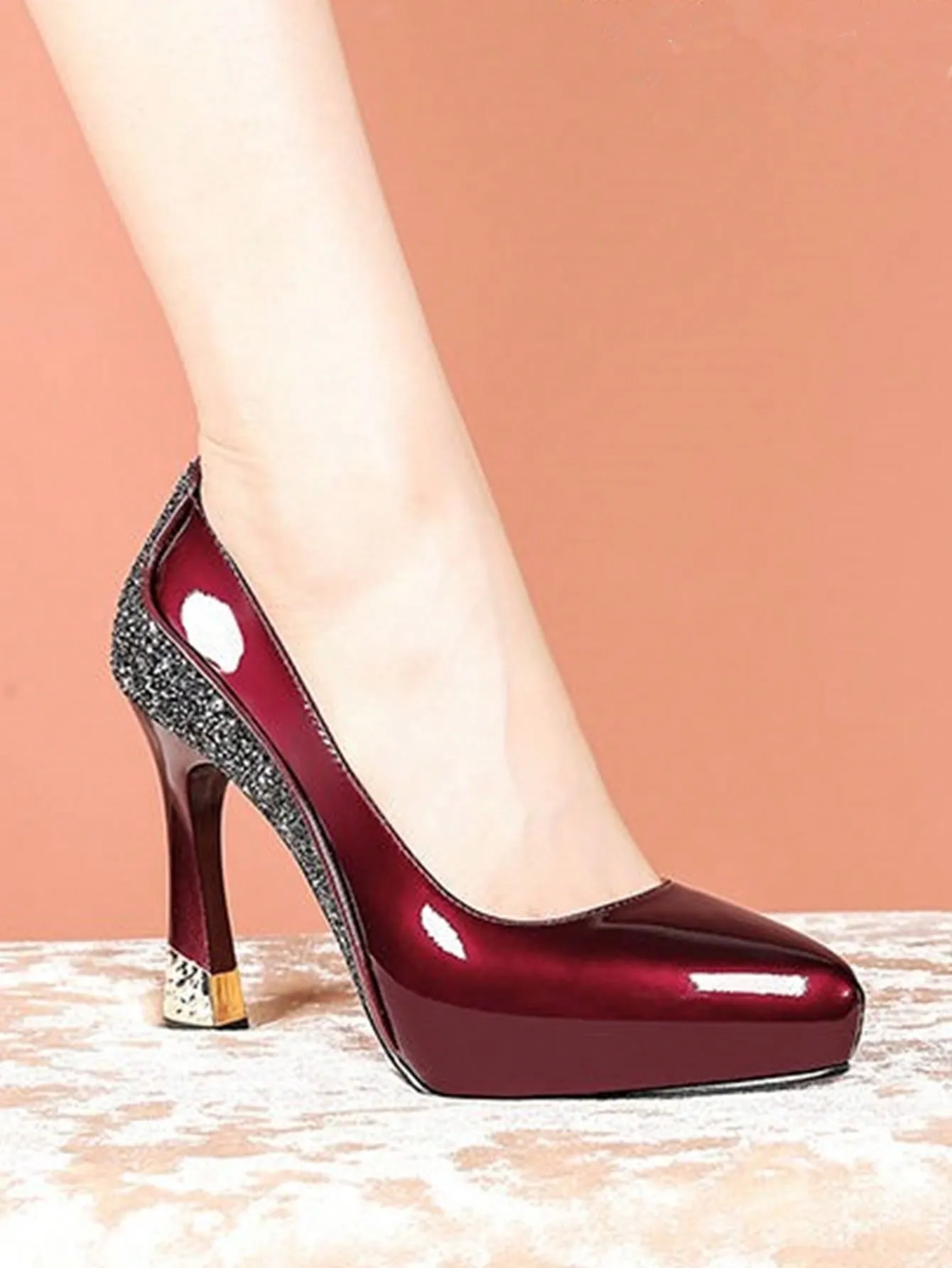 Women Non-Slip Platform High Heels Shoes, New Spring Autumn Qipao Pumps, Slip-On Career Office Ladies High Heels