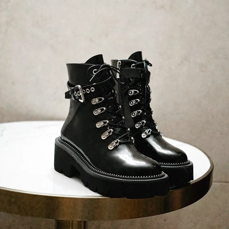 Women Thick High Heels Platform Boots
