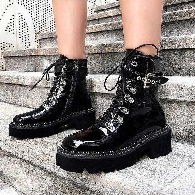 Women Thick High Heels Platform Boots