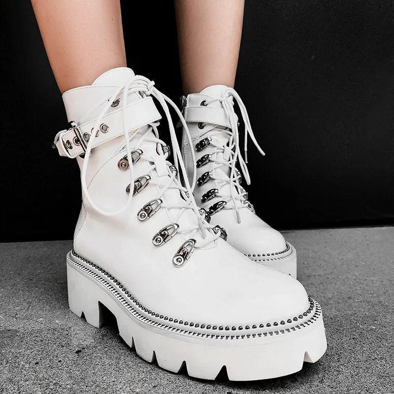 Women Thick High Heels Platform Boots