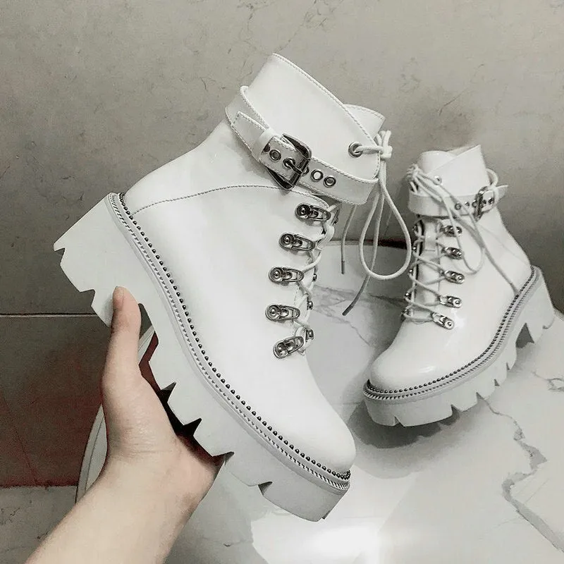Women Thick High Heels Platform Boots