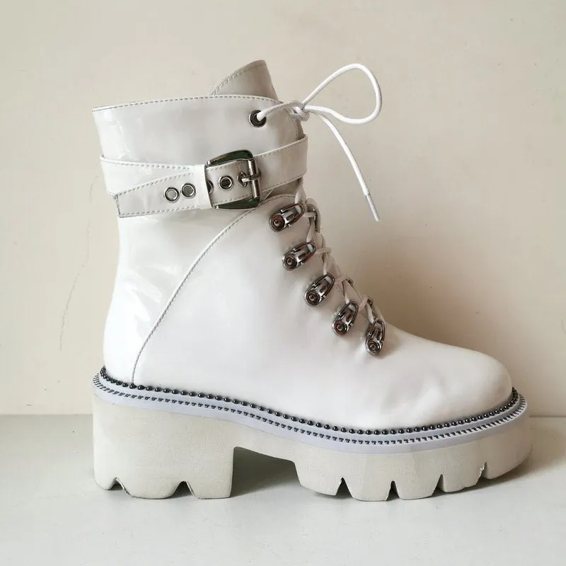 Women Thick High Heels Platform Boots