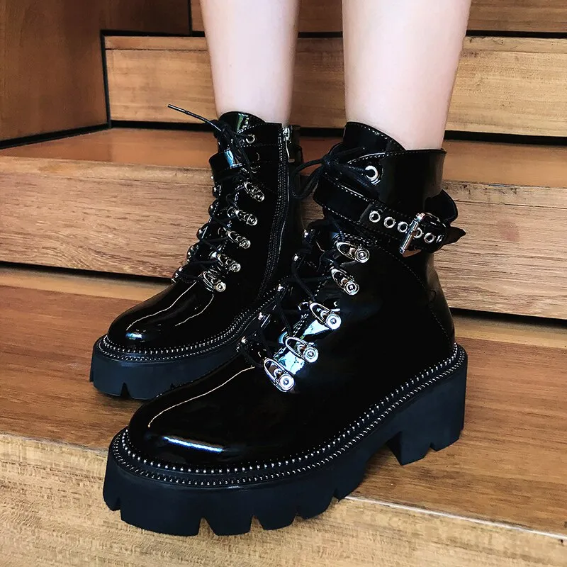 Women Thick High Heels Platform Boots