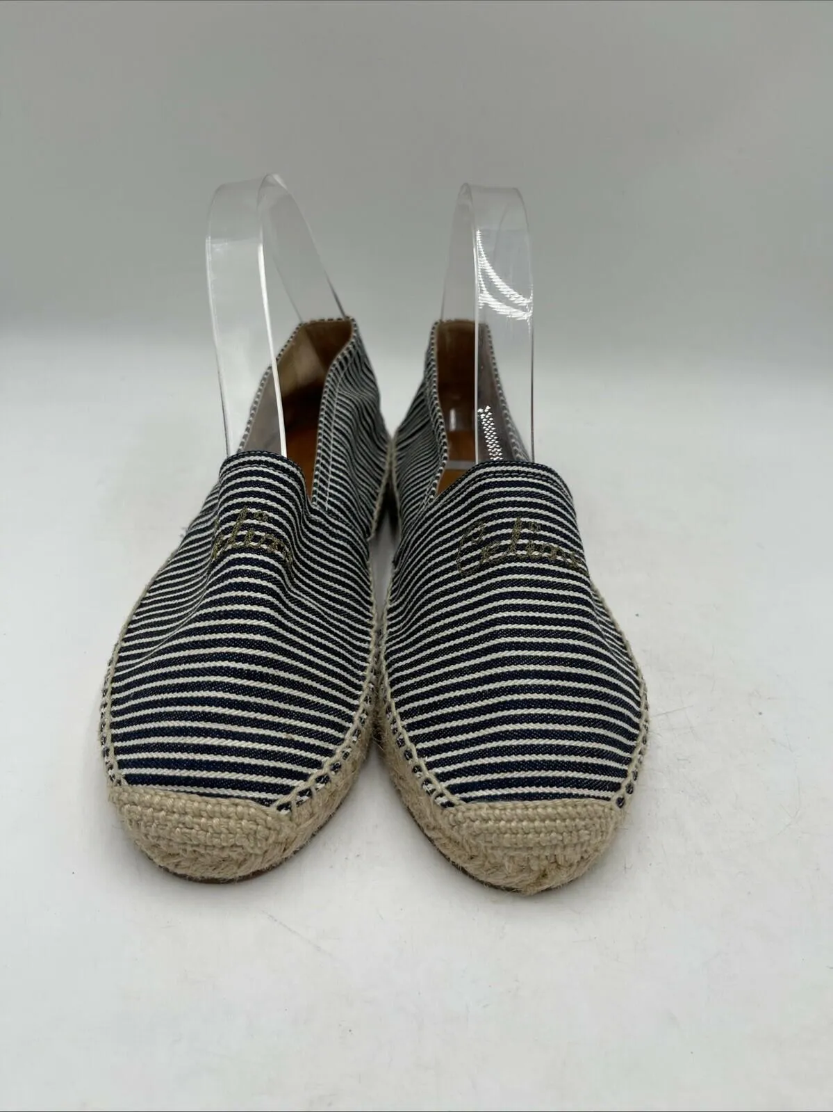 Women’s Celine Espadrilles Flats Navy Blue/White Size 38 - Very Good