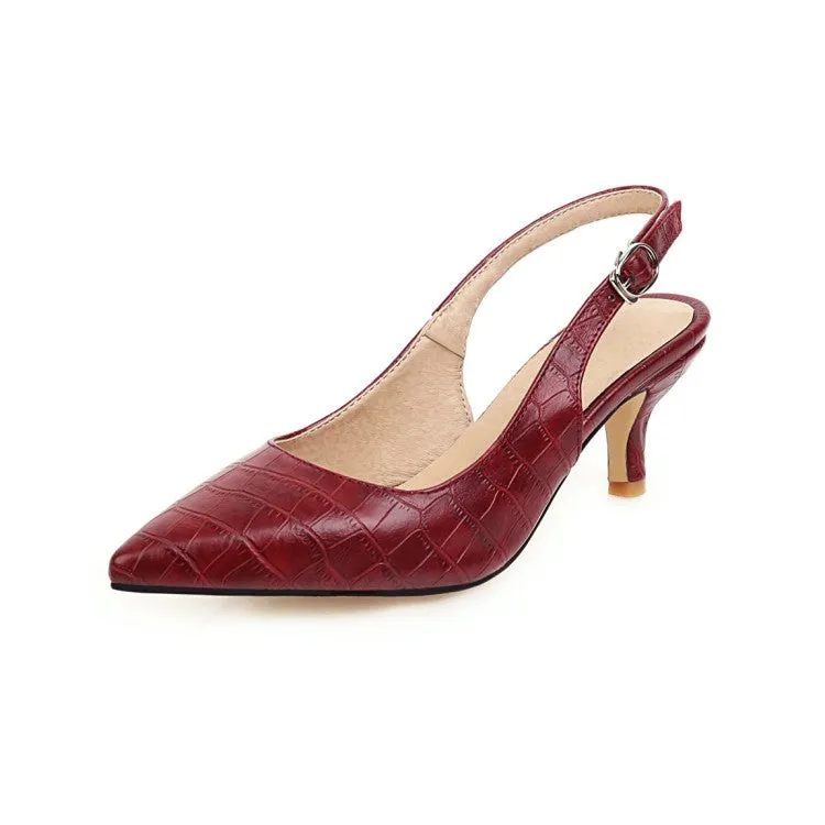Women's Solid Color Pointed Toe Hollow Out Stiletto High Heel Slingback Sandals