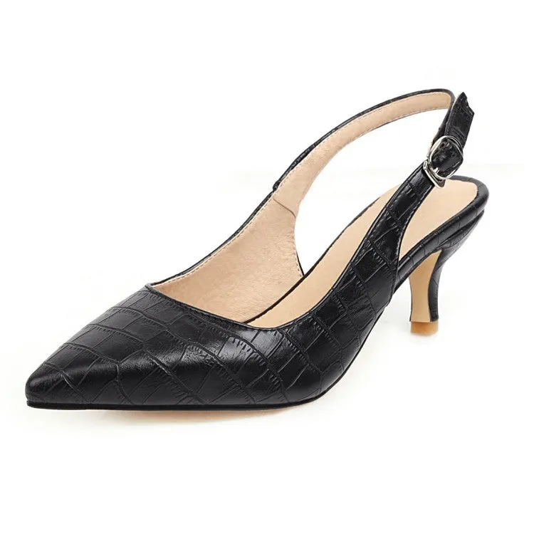 Women's Solid Color Pointed Toe Hollow Out Stiletto High Heel Slingback Sandals