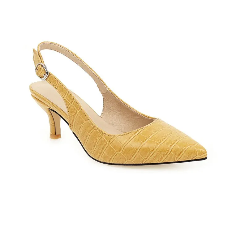 Women's Solid Color Pointed Toe Hollow Out Stiletto High Heel Slingback Sandals