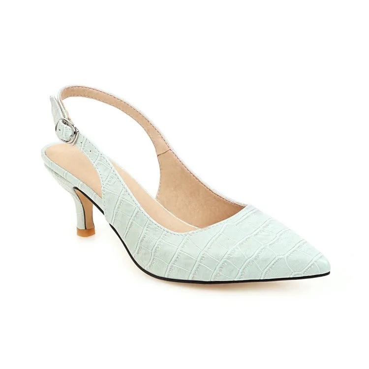Women's Solid Color Pointed Toe Hollow Out Stiletto High Heel Slingback Sandals
