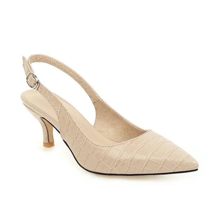 Women's Solid Color Pointed Toe Hollow Out Stiletto High Heel Slingback Sandals