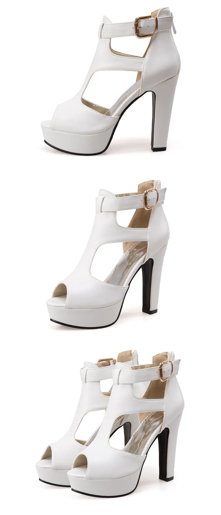 Women's T Straps Platform Sandals High Heels Shoes 3567