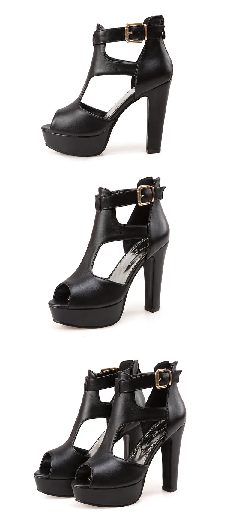 Women's T Straps Platform Sandals High Heels Shoes 3567