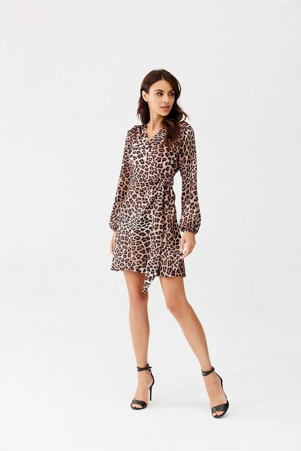 Wrap Tie Dress with Puffy Sleeves