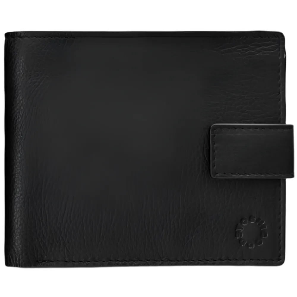 Yoshi Two Fold Black Leather Wallet with Tab