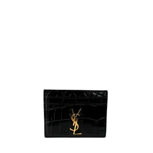 YSL Cassandre Croc Embossed Leather Card Case