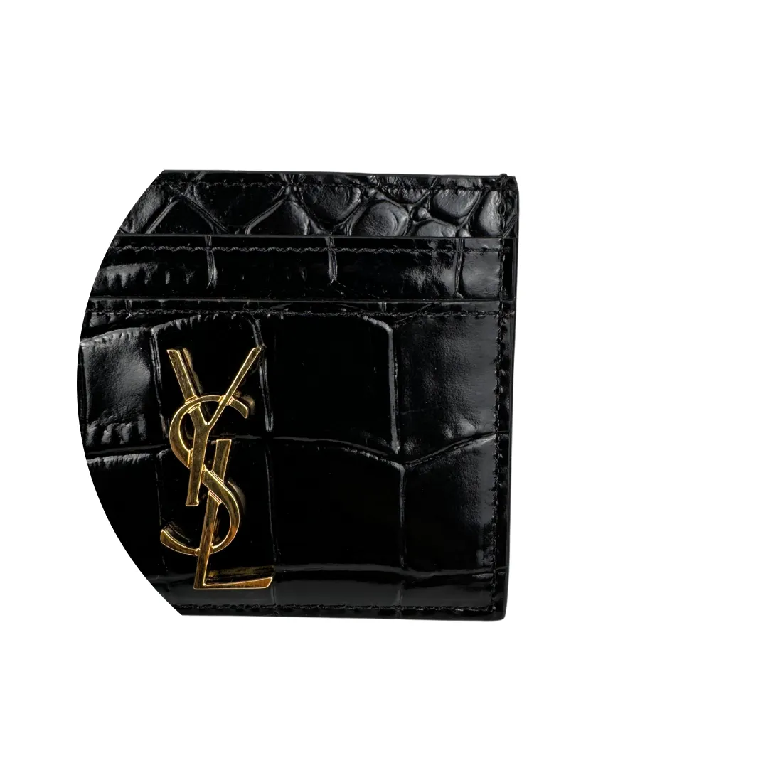 YSL Cassandre Croc Embossed Leather Card Case