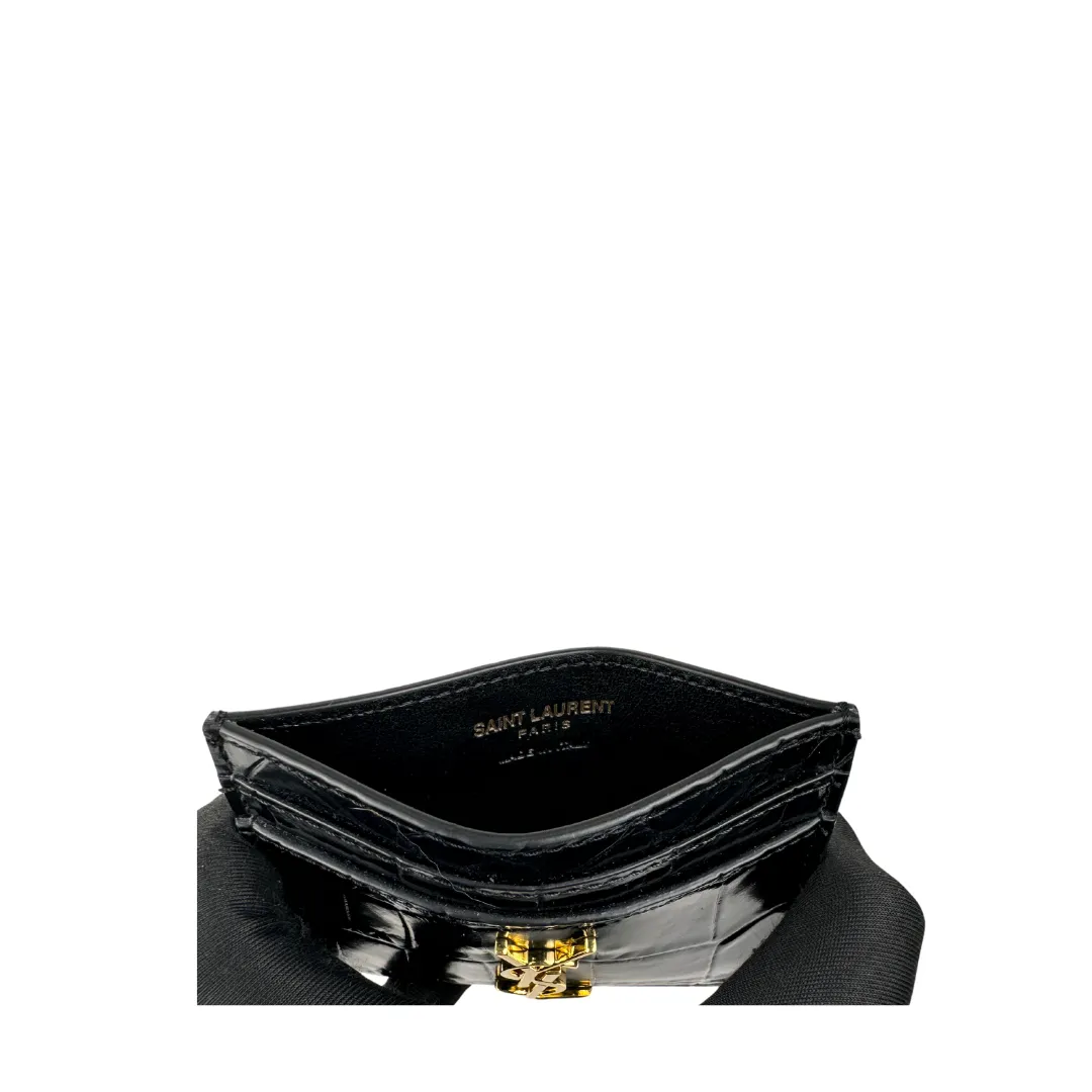 YSL Cassandre Croc Embossed Leather Card Case