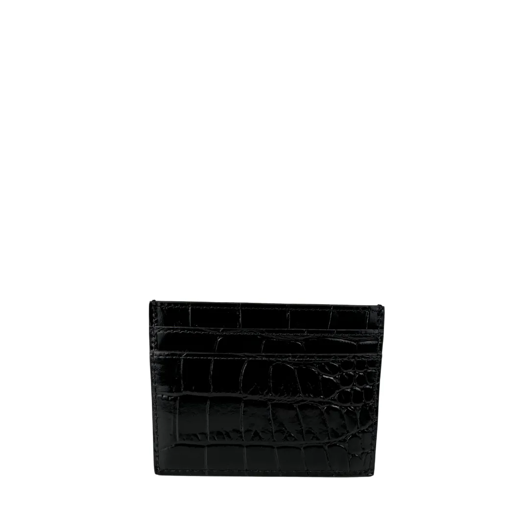 YSL Cassandre Croc Embossed Leather Card Case