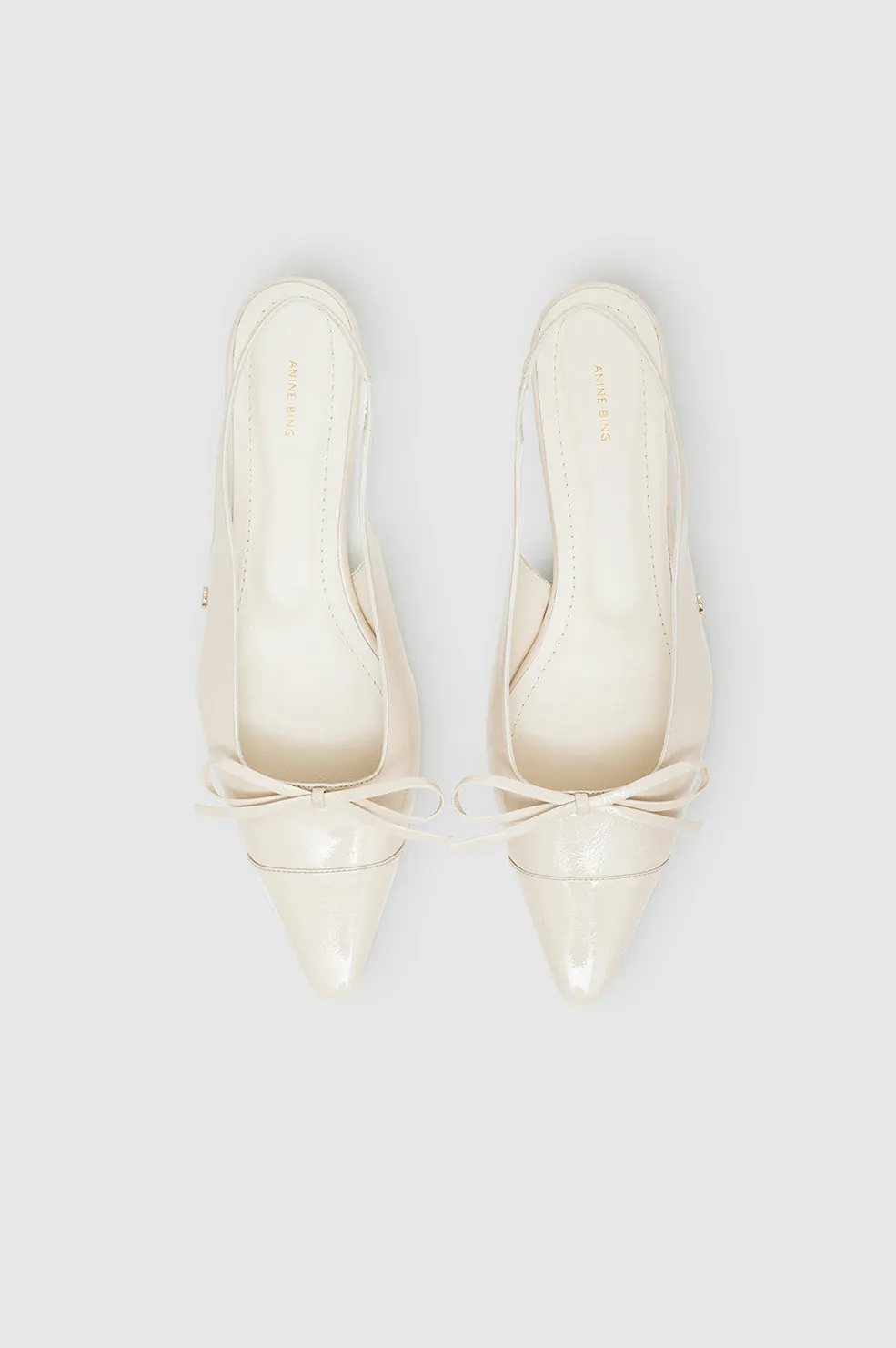 Zoey Slingback Heels - Bone Crinkled Patent