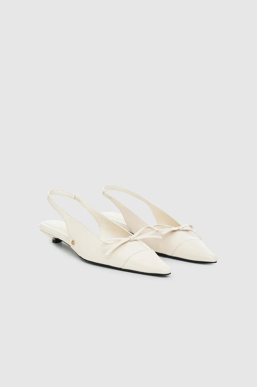 Zoey Slingback Heels - Bone Crinkled Patent