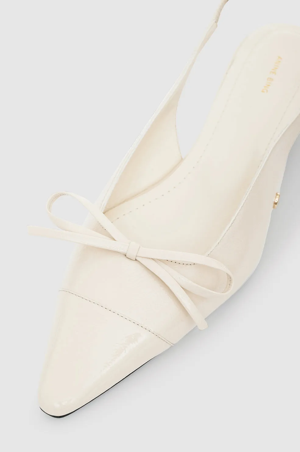 Zoey Slingback Heels - Bone Crinkled Patent